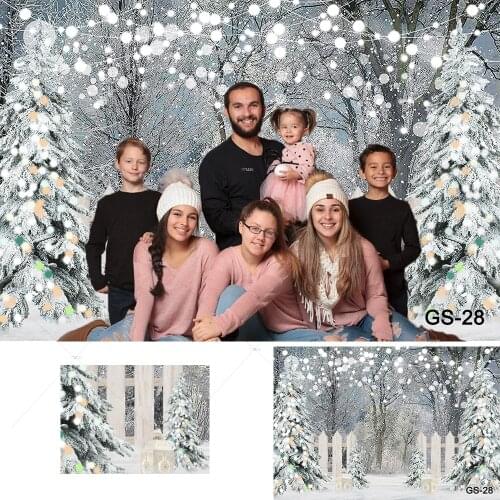 Winter Wonderland Backgrounds for Photography Forest Snow Pine Fence Yard Merry Christmas Family Child Photo Backdrop Studio