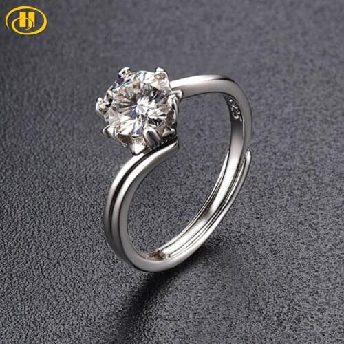 Hutang Solid 925 Sterling Silver RIng 1 Carat Moissanite Rings Special Style Fine Jewelry for Womens Valentines Day Gift