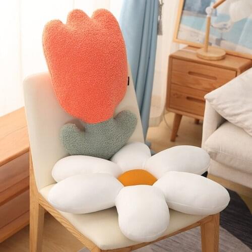Ins Flowers Cushion Plush Plants Toy Beautiful Tulip Flower Stuffed Soft Sofa Bed Pillow Floor Mat Girls Room Decor Gift