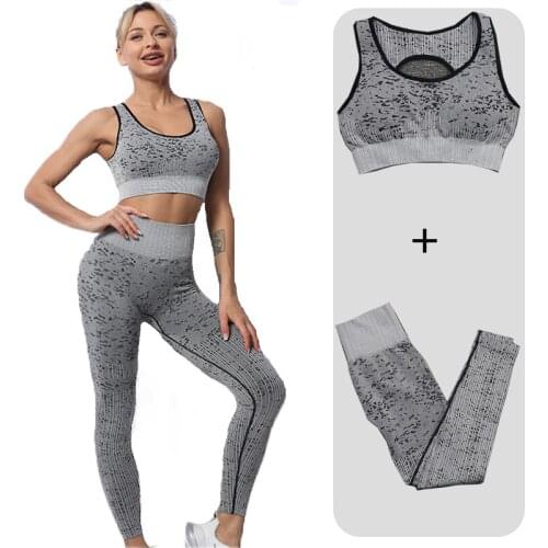 2PCS Camouflage Women Fitness Sport Yoga Suit Seamless Yoga Sets Women High Waist Shorts Gym Suits Workout Bra Leggings