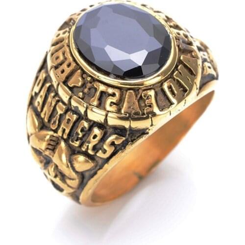 Titanium steel America leopard ring domineering gold inlaid gems restoring ancient ways ring casting titanium steel ring