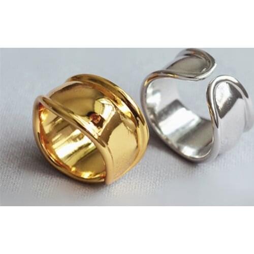 2020 Korean Fashion Irregular Smooth Large Rings For Women Female 925 Sterling Silver Big Wide Golden Ring Bump anillos mujer