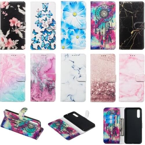 For Fundas Samsung Galaxy A7 2018 A10 A20 A20E A30 A40 A50 A70 M40 Case Leather Wallet Card Slot Cute Flip Cover Bag