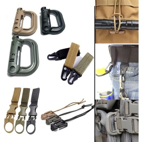 Molle Webbing Attach Belt Clip Outdoor Backpack Strap Clasp Quickdraw Carabiner Camp Water Bottle Hanger Tactical Holder Hook