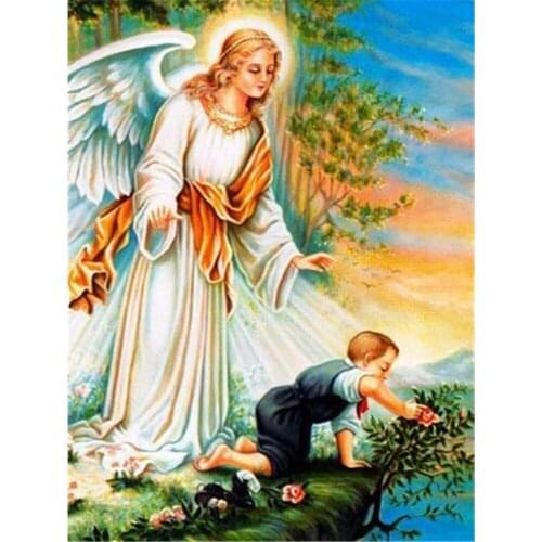 Angel Girl Landscape DIY Cross Stitch 11CT Embroidery Kits Needlework Craft Set Printed Canvas Cotton Thread Dropshipping