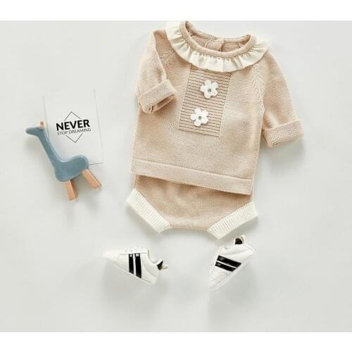 Autumn New Baby Girls Knit Top+Pants