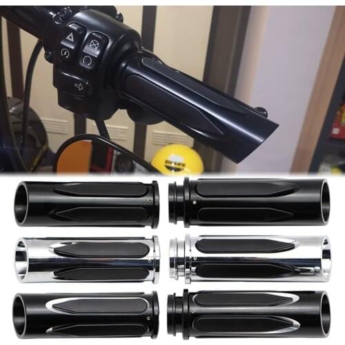 Pair 1" Handlebar Hand Grips Electronic Throttle for Harley Touring Road Glide 2008+ Motorcycle Handle Bar CNC Aluminum