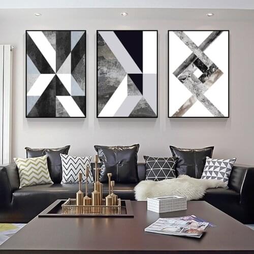 Nordic Modern Style Black and White Geometric Figure Posters Art Canvas Pictures for Living Room Decorative Painting Unframed