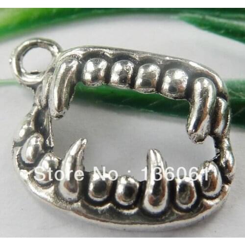 Vintage Silvers Vampire Teeth Charms Pendant For Bracelet Necklace Jewelry Making Findings DIY Accessories HOT 20pcs Z1261