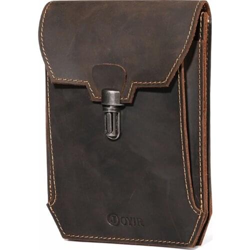 Men Genuine Leather Waist Bag Vintage Fanny Pack Double Waist Packs Belt Bag for Men Crossbody Bag Chest Bag for Male