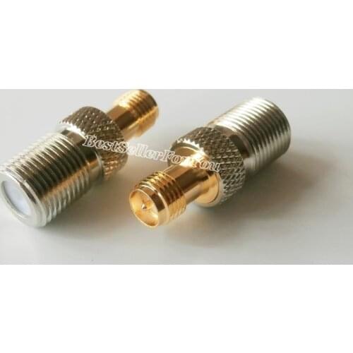 1Pcs RPSMA RP SMA Female(male pin) to F-Type Female Jack Straight Coax RF Adapter Connector