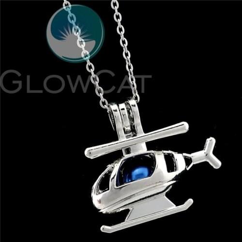 R-K904 Helicopter Stones Beads Cage Essential Oil Diffuser Aroma Locket Necklace Boys Friend Party Gift