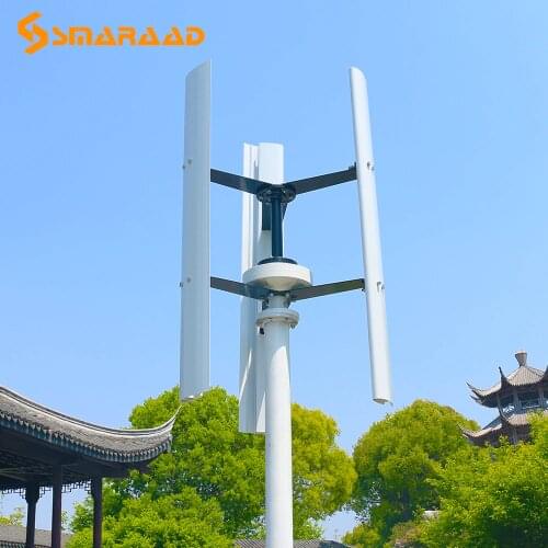 Real Wattage 3 Blades 600w 1000w 1KW Vertical Axis Wind Turbine Generator 12v/24v/48v With Wind Solar Hybrid Charge Controller