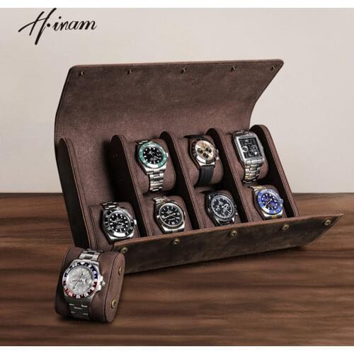 Luxury Vintage Watch Roll Travel Case Genuine Leather Personalised Display Box 6 Slots Wrist Watches Jewelry Storage Pouch