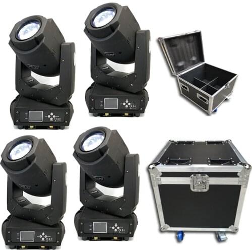 With flightcase packed 4pcs/lot LED 200w Moving Head Beam Spot Wash 3 in1 Light Party Light DJ Club stage lights