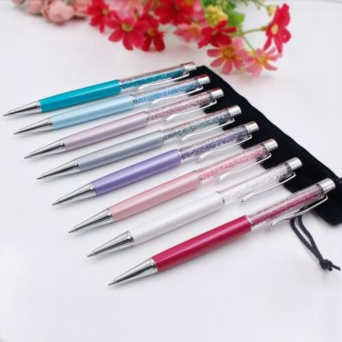 10Pcs/lot Kawaii School Office Writing Stationery Ballpoint Pen Luxury Crystal Diamond Roller ball Pen Metal Pens Free Shipping