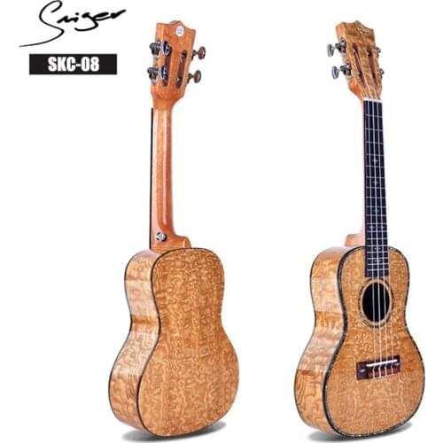 Smiger 1Pc Ukulele SKC-08 24" Concert Gloss AA Quilted Ash Ukulele Guitar 4 Strings For Beginner Professional
