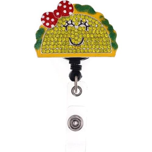 Cute Cartoon Smiling Lemon Medical Bling Rhinestone 10pcs Retractable Id Badge Holder Reel Accessories