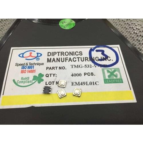 Taiwan Yuanda DIP TMG-532-V-T/R Tact Switch 5.2*5.2*1.5 Patch 4 feet Original