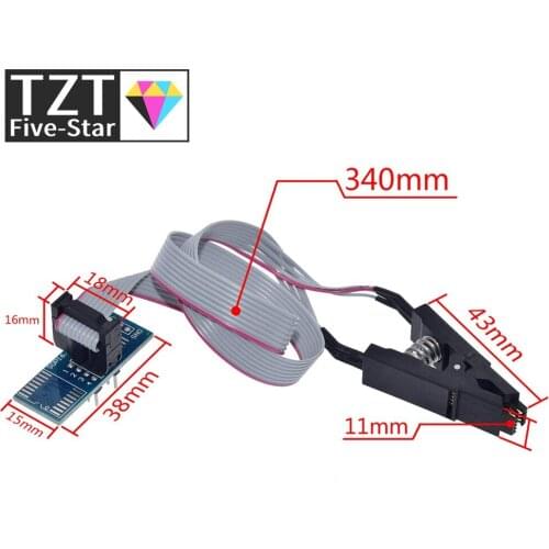 TZT New SOIC8 SOP8 Flash Chip IC Test Clips Socket Adpter BIOS/24/25/93 Programmer for arduino