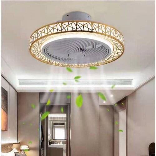 Nordic postmodern intelligent LED ceiling fan with lamp remote control bedroom decorative fan invisible silent ceiling fan lamp