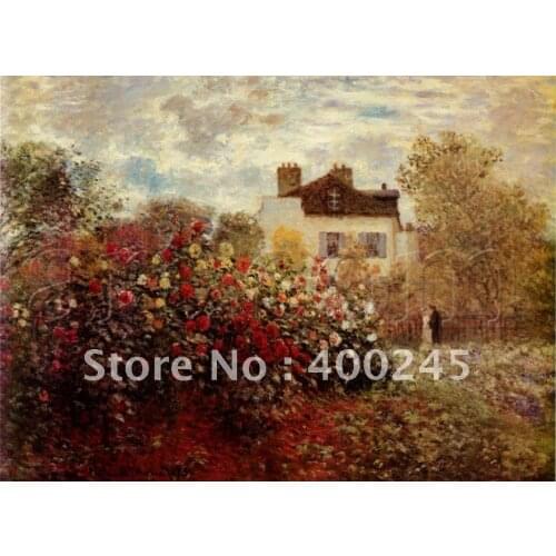 High Quality Landscape art Monet oil Painting Reproduction The Artists Garden at Argenteuil Hand painted