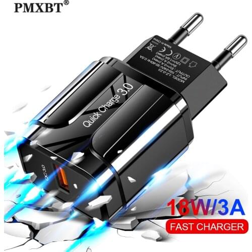 USB Charger 3A Fast Charging 18W Mobile Phone Charger For iPhone EU/US Plug Travel Wall Charge For Huawei Samsung Xiaomi QC 3.0