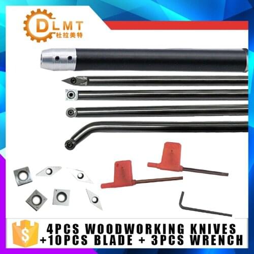 10PCS Carbide insert+4PCS round arbor 35 degree knives square round knives curved knives woodworking knives Includes 3 wrenches