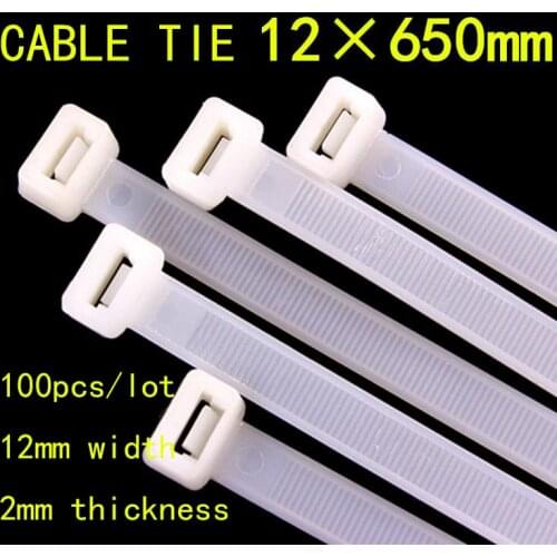 100pcs/lot National Standard 12*650mm Nylon Tie Plastic Fixed Buckle Lock Type Label Sign Black/White
