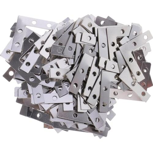 100pcs Angle Plate Corner Brace Flat L Shape Repair Bracket 38mmx38mm Silver