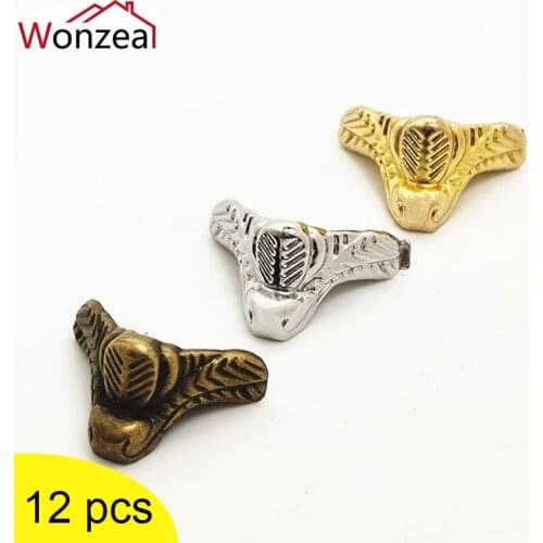 12Pcs Antique Vintage Jewelry Wood Box Feet Leg Corner Protector Guard Metal Crafts Decorative Bracket For Furniture Hardware