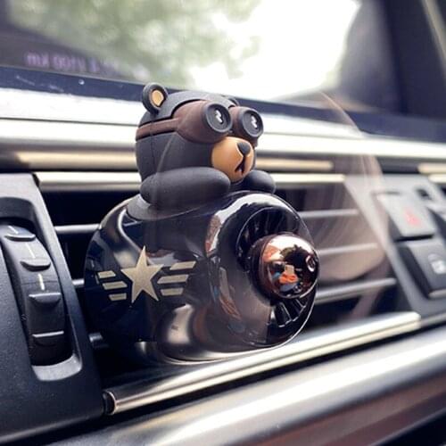 2021 Cartoon Little Bear Pilot Car Air Freshener Pilot Rotating Propeller Air Outlet Fragrance Flavoring Cute Car Accessories