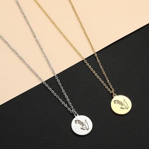 2021 Stainless Steel Trendy Birth Flower Necklace Botanical Jewelry Disc Necklace Engraved Jewelry birthday gift