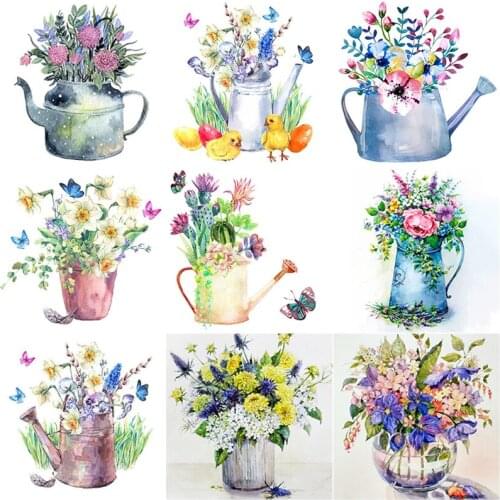 5D DIY Diamond Painting Kettle Flower Pot Cross Stitch Flower Diamond Embroidery Full Square Round Drill Home Decor Manual Gift