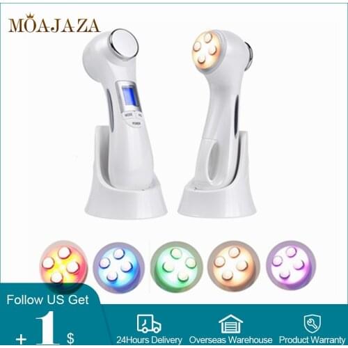 6 in 1 LED Skin Tightening Beauty Anti Aging Face Lifting Device Radio Frequency LED EMS Vibration Acne Reduce Facial Massager