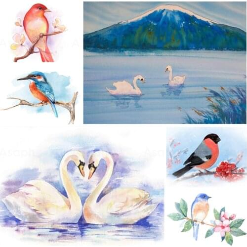 Birds Swan Owl Diy 5D Diamond Painting Full Square and Round Embroidery Mosaic Cross Stitch Kit Wall Art Home Decor for Gift