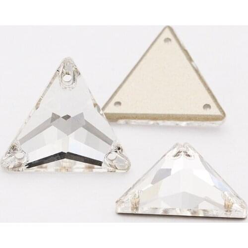 Twinkly Shiny Crystal Triangular Sew on Fancy Rhinestones K9 Glass Flat Back Strass Crystal Sew on Clothing Crafts Wedding Dress