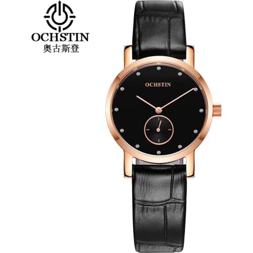 Men Watch Top Luxury Brand OCHSTIN Fashion Clock Women Watches Genuine Leather Strap Waterproof Quartz Wristwatches