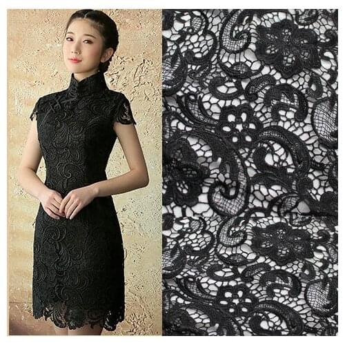 Black Water Soluble Three-dimensional African lace Venice Lace Fabrics For Wedding Dress