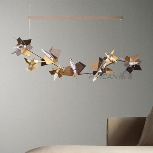 Restaurant bar chandelier features design creative personality art hanging style Hong Kong style mood decorative crystal lamp