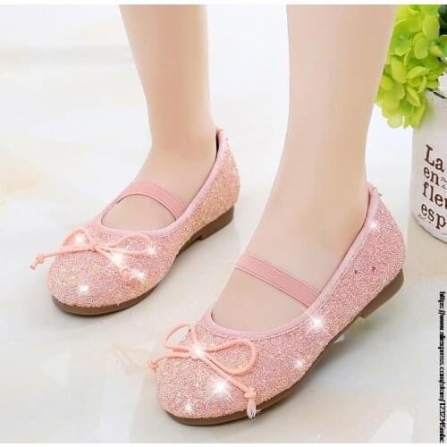 Disney Elsa 2 Colors Children Princess Sandals Kids Girls Wedding Shoes Soft Dress Shoes Bowtie White Shoes For Girls