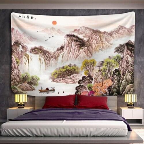 Mountain river anime tapestry witchcraft psychedelic mexican tapestry wall tapestry forest room decor aesthetic wall hanging