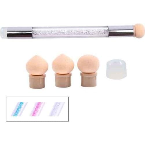 Nail Art Sponge & Silicone Brush Double-Headed Pen Gradient Blooming Transfer Stamping 6 Sponge Head Pen Manicure Tool