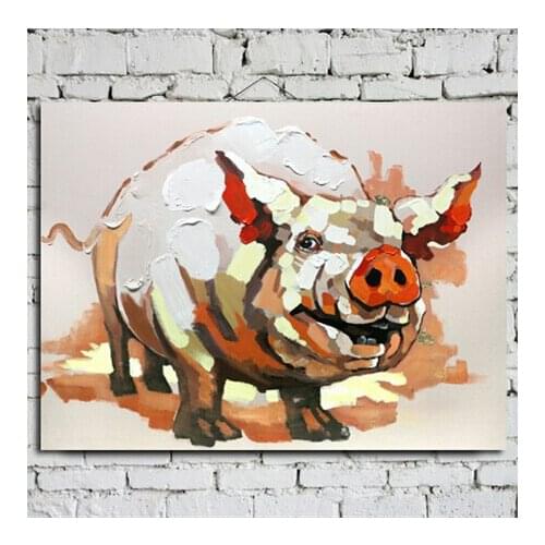 Canvas Painting Handpainted Cuardros decoracion Pictures Modern Wall Art On Canvas Animal Pig Oil Painting Pig For Room Decor