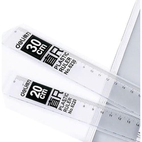 Jindsihou/Cokai/Deli Transparent Plastic Square Ruler 15/20/30cm Measuring Straight Ruler Tool Multifunction Drawing Rulers