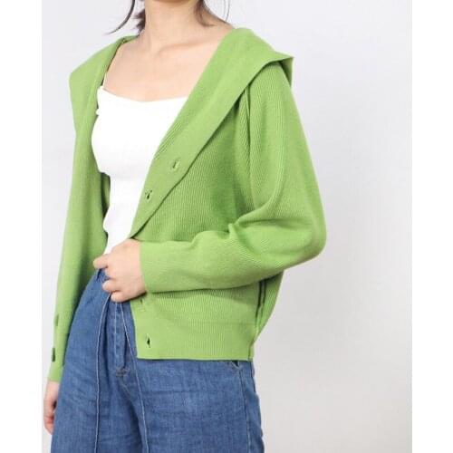 Women Knitted Hooded Cardigan Sweaters Oversized Batwing Sleeve Sweaters Single Breasted Cardigans Knitwear Girl Winter Clothes