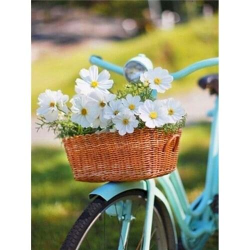 Gatyztory Frame Bicycle Flower DIY Painting By Numbers Handpainted Oil Painting Modern Home Art Canvas Colouring 60x75cm
