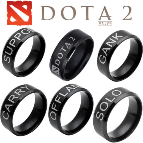 DOTA2 Stainless Steel Team Position Band Rings for Men OFFLANE CARRY GANK SOLO SUPPORT Sign Metallic Ring Fans Jewelry Gifts