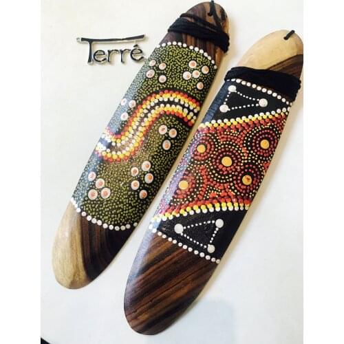 Terre Bullroarer Paint or Carvings handmade of natural wood the wind sound will start when you spin it very fast