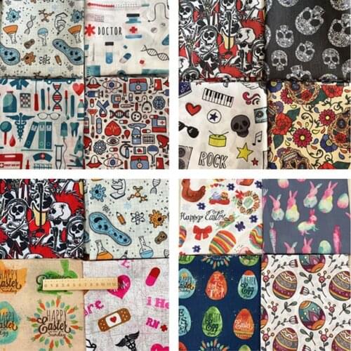 30x35cm Medical Skeleton Easter Printed Cotton Fabric Bundle For Sewing Dolls &Bags, Quilting material DIY Patchwork Needlework